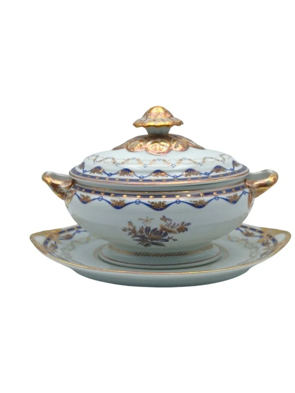 Vista Alegre Fontainebleau Covered Sauce Tureen & Underplate 22K Gold Portugal